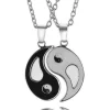 Delat yin yang halsband BF - Best Friends - 2 st svart & vit Vänskapssmycken<VSmycken New