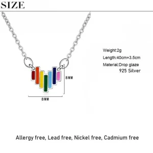 Delicate Rainbow Colorful Heart Halsband 925 Silver<VSmycken New
