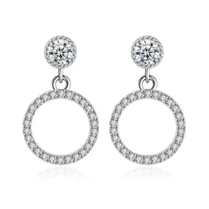 Äkta 925 silver cubic zirconia cirkulär örhängen<VSmycken Discount