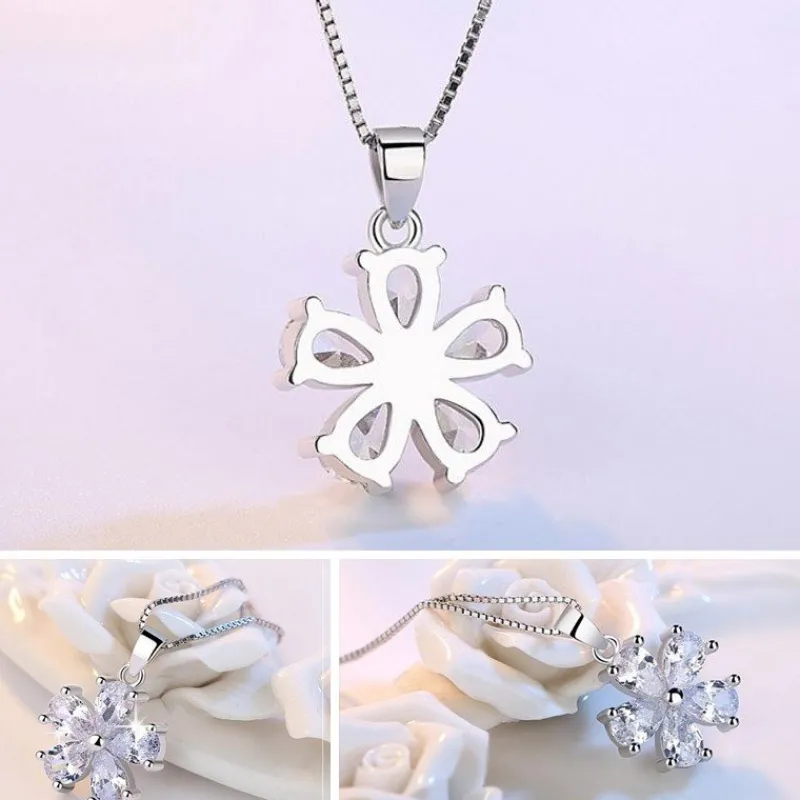 kta__silver_cubic_zirkon__3.webp Äkta 925 Silver Cubic Zirkon blomma Halsband<VSmycken Clearance