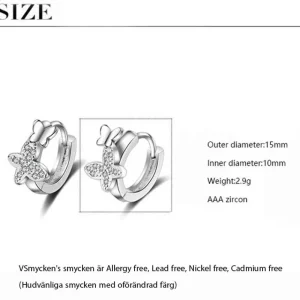 Äkta Silver diamant fjäril Cubic zirkon Örhängen<VSmycken Fashion