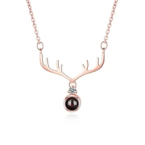 Äkta Silver Zircon Halsband - i love you Projection<VSmycken Outlet