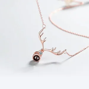 Äkta Silver Zircon Halsband - i love you Projection<VSmycken Outlet