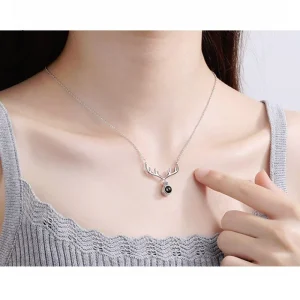 Äkta Silver Zircon Halsband - i love you Projection<VSmycken Sale