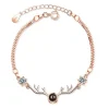 Rosa Äkta 925 Silver Zircon i love you Projection Armband<VSmycken Online