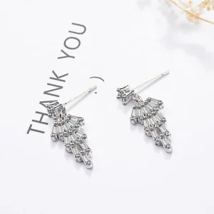 Shiny Geometric Cubic zirkon Örhängen i Silver<VSmycken Fashion