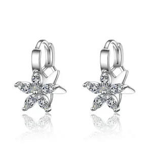 Silver blomma zirkon Örhängen 925 sterling Silver<VSmycken Best