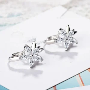 Silver blomma zirkon Örhängen 925 sterling Silver<VSmycken Best