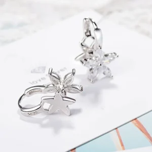 Silver blomma zirkon Örhängen 925 sterling Silver<VSmycken Best