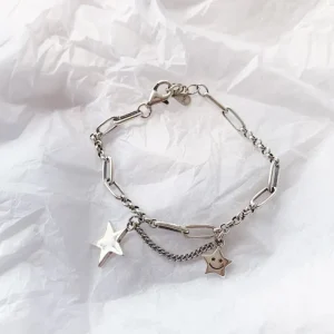 Silver Simple Retro Star Chain Bracelet Armband<VSmycken Outlet