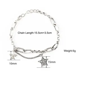 Silver Simple Retro zirkon Stjärnor Armband<VSmycken New