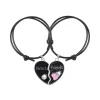 2st Best Friend svart Armband Delbart hjärta<VSmycken New
