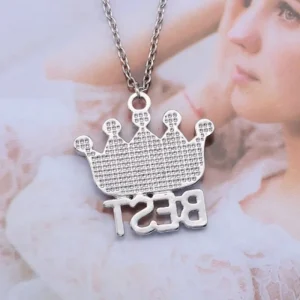 2 st Best Friends Halsband med två Lila Kronor med rosa hjärta<VSmycken Sale