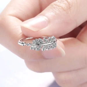 925 Sterling Silver ring Clear Cubic Zircon Olive Leaves<VSmycken New