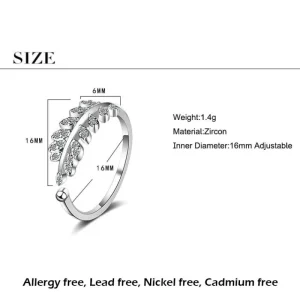 925 Sterling Silver ring Clear Cubic Zircon Olive Leaves<VSmycken New