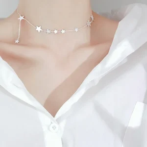 Stjärnhalsband i 925 silver<VSmycken Discount