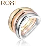TRIO GULDFYLLDA GULD FILLED GULDDOUBLÉ RING - SILVER , ROSÉ OCH GULD - STORLEK 8<VSmycken New