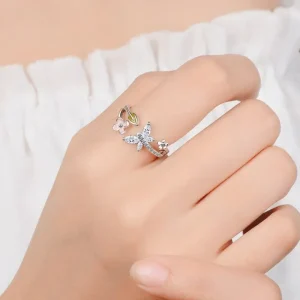 Vacker 925 Sterling Silver / AAAAA Zircon Butterfly Flower Ring<VSmycken Outlet