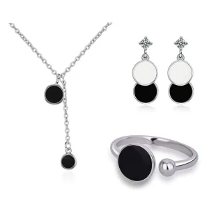 Vit & svart Smycken set 925 sterling Silver<VSmycken Online